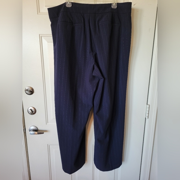 Lane Bryant Navy Blue Pinstripe 22 Regular Dress Trouser Pants - Picture 3 of 5